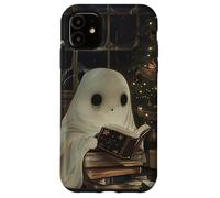 Spooky Ghost Reading Holiday Christmas Tree Coque pour iPhone 11