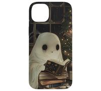 Spooky Ghost Reading Holiday Christmas Tree Coque pour iPhone 14 Plus