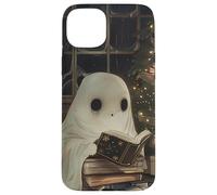 Spooky Ghost Reading Holiday Christmas Tree Coque pour iPhone 15 Plus