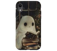 Spooky Ghost Reading Holiday Christmas Tree Coque pour iPhone XR