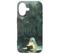 Spooky Ghost Reading in A Lake Vintage Aesthetic Green Coque pour iPhone 17