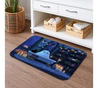Spooky Ghost Tapis de bain décoratif à séchage rapide Motif chat et citrouille d'Halloween 50,8 x 81,3 cm