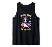 Spooky Goose on The Loose Funny Witch Pumpkin Halloween Débardeur