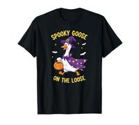 Spooky Goose on The Loose Funny Witch Pumpkin Halloween T-Shirt