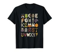 Spooky Halloween Alphabet ABC Enseignant Monstre Enfants T-Shirt Graphique avec Valeur