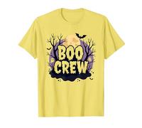 Spooky Halloween Boo Crew Ghostly Moon Party T-Shirt, Homme, Citron, M
