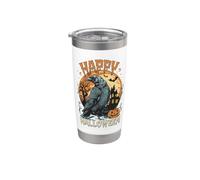 Spooky Halloween Corbeau maison hantée Jack O Lantern chauves-souris automne Gobelet isotherme en acier inoxydable double paroi