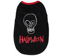 Spooky Halloween Noir Polyester Crâne Imprimé Gilet pour Animaux de Compagnie Vêtements pour Chiens et Chats - Gamme de Costumes Amusants et à la Mode Disponible en Plusieurs