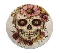 Spooky Horror Skull Rug 210 cm Romantique Rose Floral Halloween Tapis de Cuisine Doux à Profil Bas pour Le Sol Entrée Decor