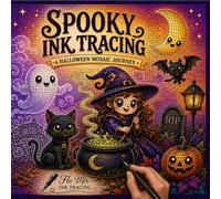 Spooky Ink Tracing: A Halloween Mosaic Journey - Kawaii Stained Glass Reverse Coloring Book for Adults, Trace White Lines with One Black Pen for Relaxation and Stress Relief