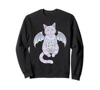 Spooky Kawaii Cat sirotant Boba Tea avec ailes de chauve-souris Sweatshirt