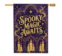 Spooky Magic Awaits Gothic Citation Bougies Halloween Maison Drapeau 71 x