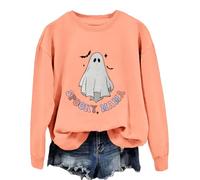 Spooky Mama Sweat-shirt Halloween Saison effrayante Ghost Chemise mignonne, Orange, L