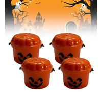 Spooky Mini Boo Bucket Figurines, 3D Printed Mini Halloween Nostalgia Bucket, Retro Boo Buckets Halloween Pumpkin Buckets Decoration, Trick or Treat Event Props for Snack, Home Decoration(Orange A*4)