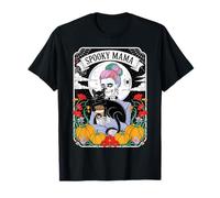 Spooky Mom Skeleton Black Cat Coffee Halloween Pumpkin T-Shirt