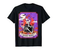 Spooky Mom Skeleton Black Cat Coffee Halloween Pumpkin T-Shirt