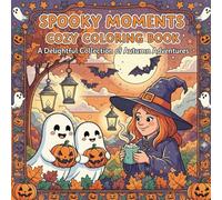 spooky moments cozy coloring book: Relaxing Halloween-Themed Coloring Pages with Cute Ghosts, Pumpkins, Witches, and Cozy Autumn Scenes for Stress Relief and Creative Fun