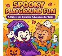Spooky Playground Fun: A Halloween Coloring Adventure for Kids: Cute Baby Vampire & Werewolf Sliding, Playing, and Laughing - A Fun & Friendly Halloween Coloring Book