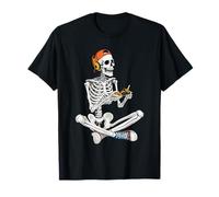 Spooky Season Funny Skeleton Playing Video Game Boys Kids T-Shirt