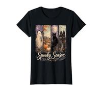 Spooky Season Ghost Cat Haunted House Pumpkins T-Shirt Graphique avec Valeur