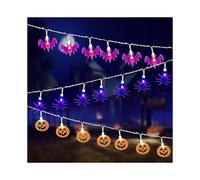 Spooky Season, Halloween Lights with 3D Pumpkin Bat Spider, Battery Operated String Lights for Indoor Outdoor Decor, Waterproof with 20 LEDs, Perfect