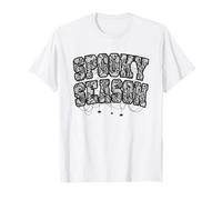 Spooky Season Halloween Spider Webs Varsity Text pour Femmes et Filles T-Shirt