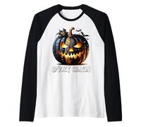 Spooky Season Pumpkin Graphic for Women and Girls Halloween Manche Raglan