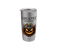 Spooky Season Scary Jack O Lantern Automne Halloween Gobelet isotherme en acier inoxydable double paroi