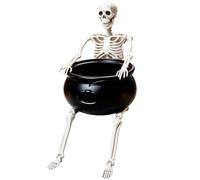 Spooky Skeleton Candy Bowl Stand, Posable Prank Ornament, Outdoor Haunted | Festive Treat Display, Sturdy Accessory with Deep Bowl Basin, Cafe Supply for Children Parents