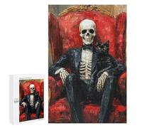 Spooky Skeleton with Black Cat Puzzle 1000 Pièces Educa Jouet en Bois Cadeau Unique Décoration Intérieure Jeu Éducatif Challenge Toy Adultes Et Enfants À Partir De 14 Ans 1000 PCS