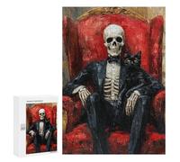 Spooky Skeleton with Black Cat Puzzle 1000 Pièces Educa Jouet en Bois Cadeau Unique Décoration Intérieure Jeu Éducatif Challenge Toy Adultes Et Enfants À Partir De 14 Ans 300 PCS