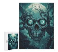 Spooky Skull with Full Moon Puzzle 1000 Pièces Educa Jouet en Bois Cadeau Unique Décoration Intérieure Jeu Éducatif Challenge Toy Adultes Et Enfants À Partir De 14 Ans 500 PCS