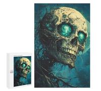 Spooky Skull with Glowing Eyes Puzzle 1000 Pièces Educa Jouet en Bois Cadeau Unique Décoration Intérieure Jeu Éducatif Challenge Toy Adultes Et Enfants À Partir De 14 Ans 1000 PCS