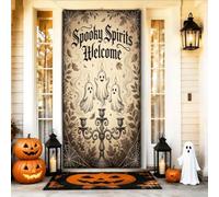 Spooky Spirits Housse de porte Motif fantômes Candélabres 91,4 x 182,9 cm