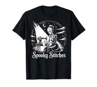 Spooky Stitches Squelette Machine à Coudre Gothique Halloween T-Shirt
