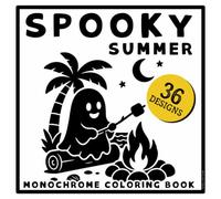 Spooky Summer Monochrome Coloring Book: 36 Cozy Summerween Scenes With One Color. Haunted Beaches, Spooky Boardwalks, and Moonlit Shores With a Dotted Guide