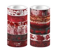 Spooky Tape Roll, Transparent Blood Stickers, Bold Red Adhesive Graphics, Smooth Part Craft Decor, Scrapbook Stickers for Paper, Glass, Laptops, Cups, Tumbler, Doors, 16.4Ft Decorative