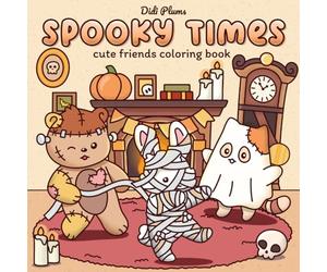 Spooky Times: Fall Coloring Book for Adults & Teens Featuring Cute Creepy Animal Characters in Cozy Hygge Halloween Scenes for Relaxation