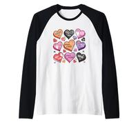 Spooky Vibes Trick or Treat Halloween Hearts Manche Raglan