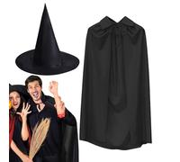 Spooky Witch Cape en matériau doux, accessoires de jeu de rôle, chapeau de sorcière, costume d'Halloween pour adolescents et adultes, mascarade, jeu de rôle, 140 cm