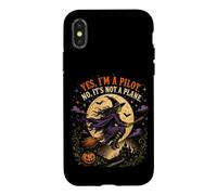 Spooky Witch Pilot Balai Pleine Lune Hanté Vintage Coque pour iPhone X/XS