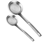 Spoon de l'écumeur gras 2pcs Grands et petits mises fins en acier inoxydable Skimmer Spoon avec trou de suspension polie pour graisse d'écrémage, mousse, résidu