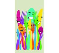 Spoons & Forks, Rideau Imprimé 140x245 Cm, 1 Part - Enfants