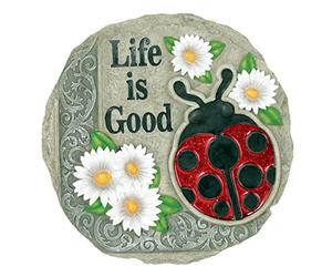 Spoontiques Décoration de Jardin Life is Good, Pierre décorative Coccinelle pour Jardin