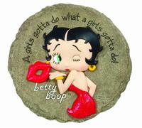 Spoontiques Pierre décorative Betty Boop - Rouge - Résine et Acier Inoxydable - Intérieur/extérieur