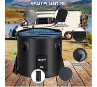 Spopal - Douche portable de camping rechargeable 6000 mAh, seau pliable 20 L, afficheur intelligent & 4 modes de pommeau