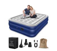 Spopal Matelas Gonflables, [200×152×40cm] Matelas Gonflable 2 Personnes,Auto,2600mAh,450kg,Grand Format, Imperméable,Pompe Électrique Intégrée,Gonflage Rapide,pour Camping,Voyages,L'Accueil D'Invités