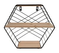 sporful Étagère murale murale en fer de style nordique, grille hexagonale, cadre en métal noir