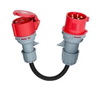 Sporgo Adaptateur 32 A vers 16 A : adaptateur d'alimentation puissant Adaptateur CEE 32 A (22 kW) mâle vers 16 A (11 kW) adaptateur de couplage, 3 phases, 400 V e protection IP44, prise CEE 5