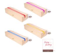 Sporgo Base en bois LED - Base d'affichage rectangulaire 7 couleurs avec éclairage USB et interrupteur pour plaques acryliques à faire soi-même